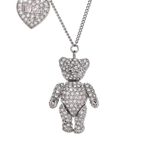 dior homme teddy bear necklace|Aged silver necklace, “Dior” teddy bear .